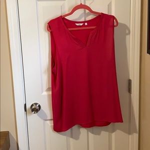 Fuschia, mixes media shell blouse for layering